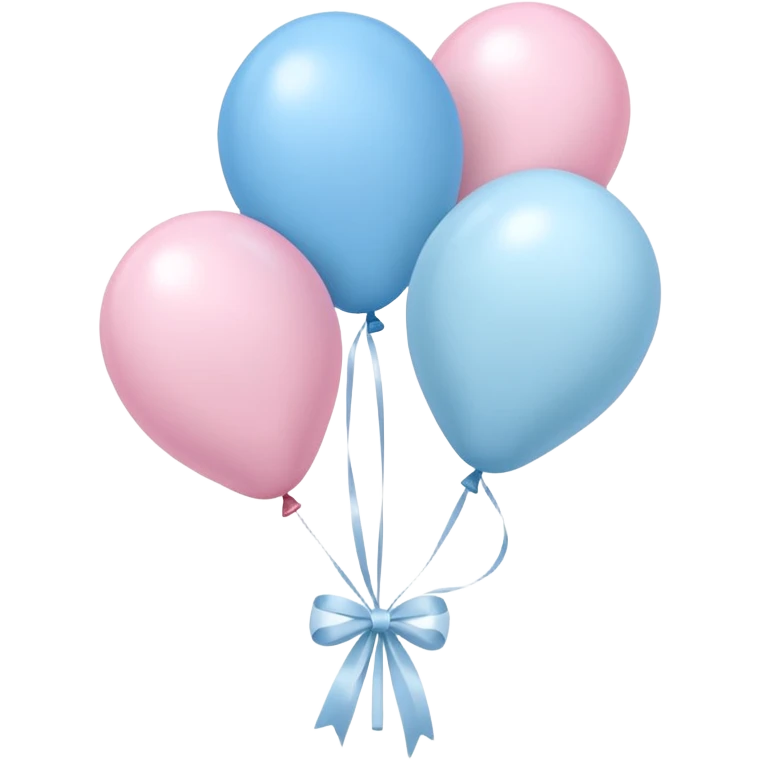 Light pink and pastel blue balloons tied together by a white ribbon emoji