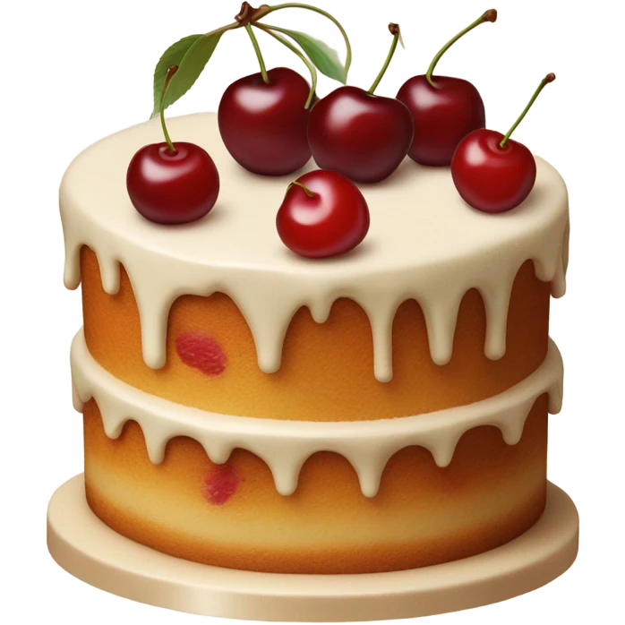 beautiful beige cake with cherries emoji