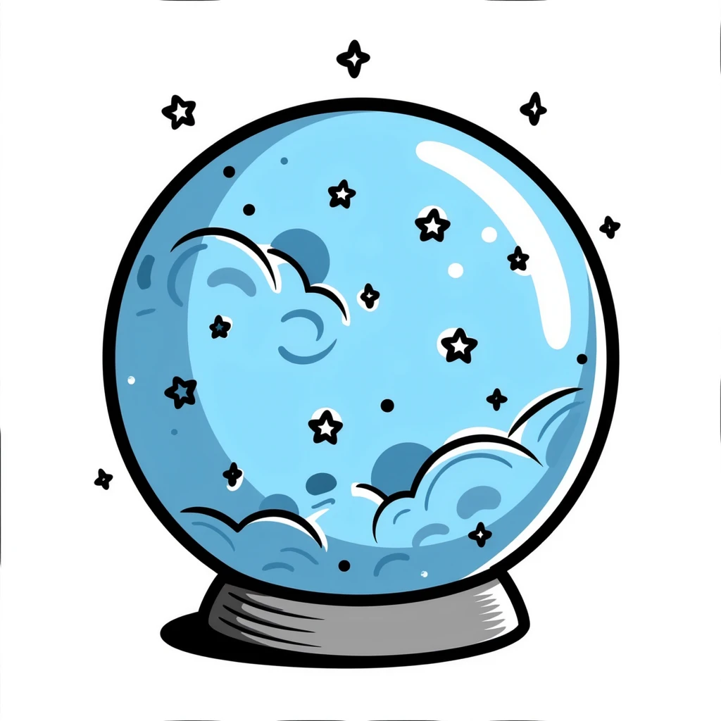 A magical blue scrying orb with mystical patterns and stars inside emoji