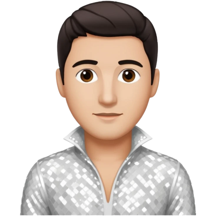 Jonathan Knight from NKOTB with dark brown hair, white sequin outfit emoji
