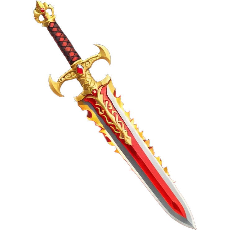 fiery royal golden sword with red blade emoji