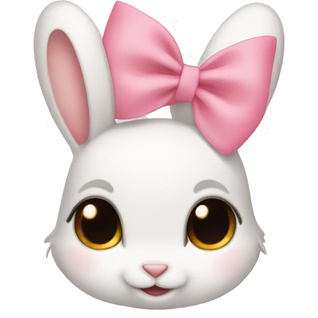Baby bunny with coquette bow on ear emoji
