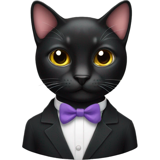 black cat wearing bow tie emoji