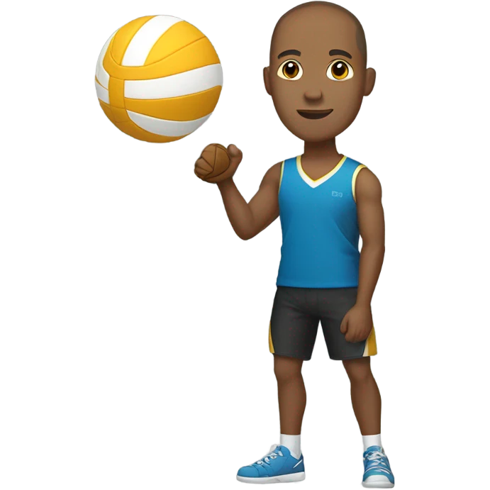 light brown skin tall guy buzz cut standing with volleyball emoji