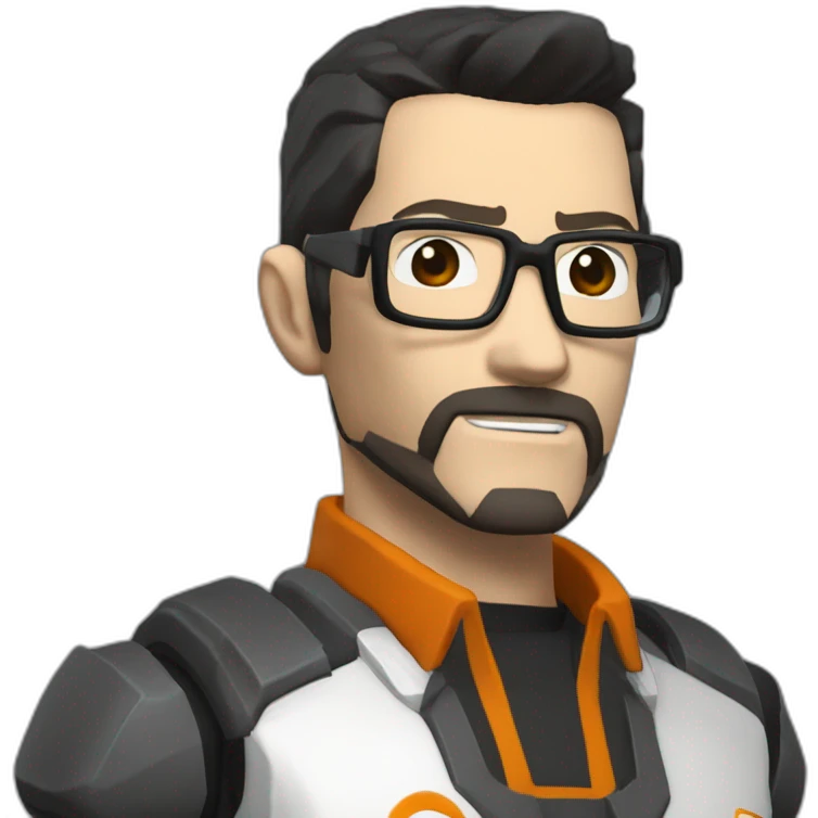 Gordon freeman bust white skin but black hair emoji