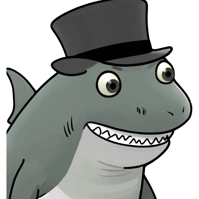 Shark with a top hat emoji