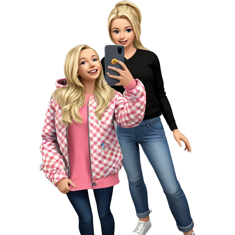 blonde girl in stylish denim emoji