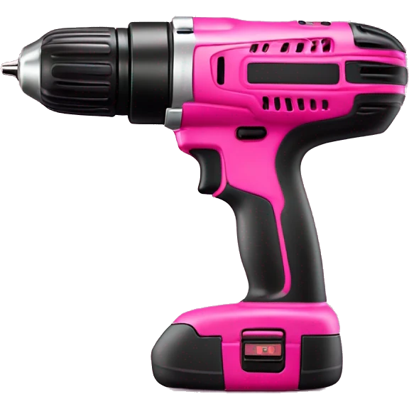 Realistic hot pink cordless power drill tool isolated.  emoji