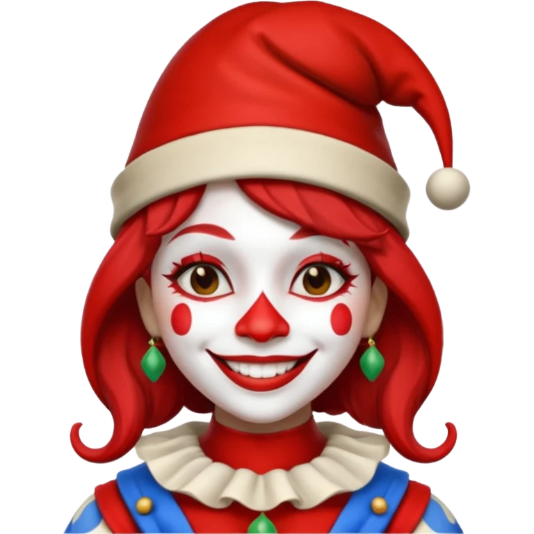 Jester female, black and red and white emoji