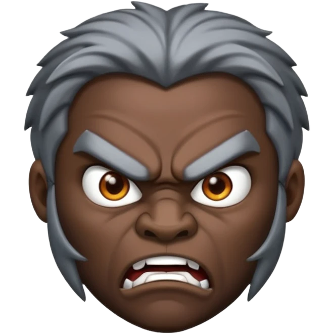 Black silver Leon head angry dark  emoji