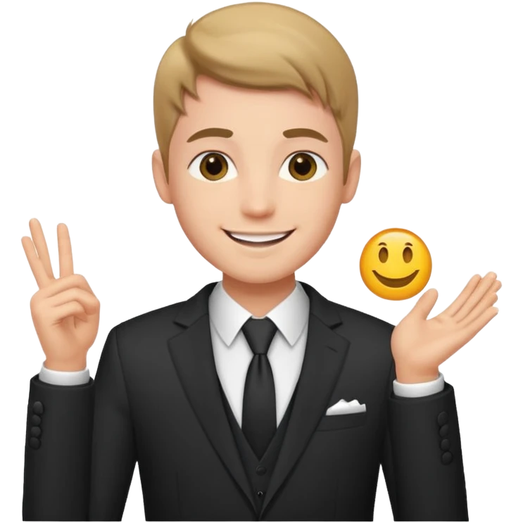 Young man wishing luck emoji