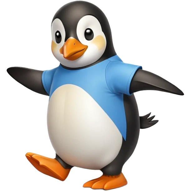 friendly anthropomorphised penguin in a shirt and t-shirt brisk walking emoji