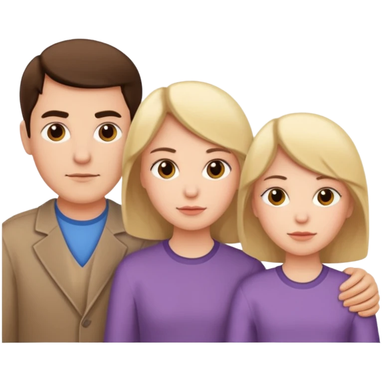 семья из 3 человек со строгими лицами  emoji