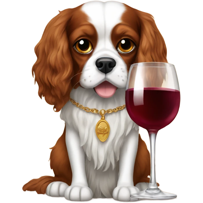 King Charles cavalier drinking wine emoji