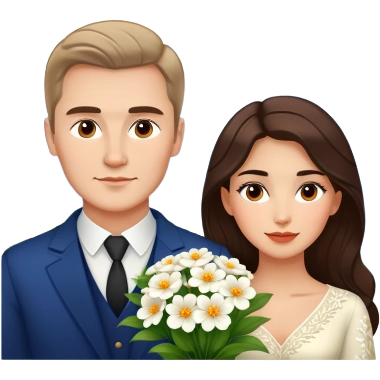Couple traveling in Montenegro russian man and elegant  Latina girl delicate flowers and mountains in the background  emoji