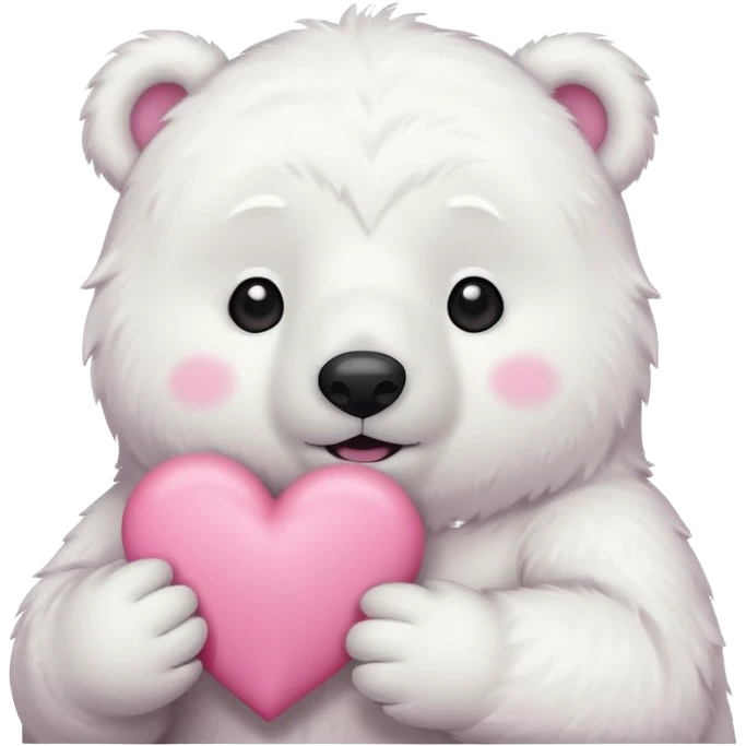  Oso Polar blanco corazón rosa kawaii emoji