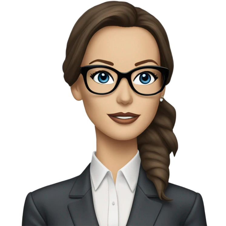  Realistic classy photo Kate Beckinsale blue eyes wearing glasses in a business meeting high fashion  emoji