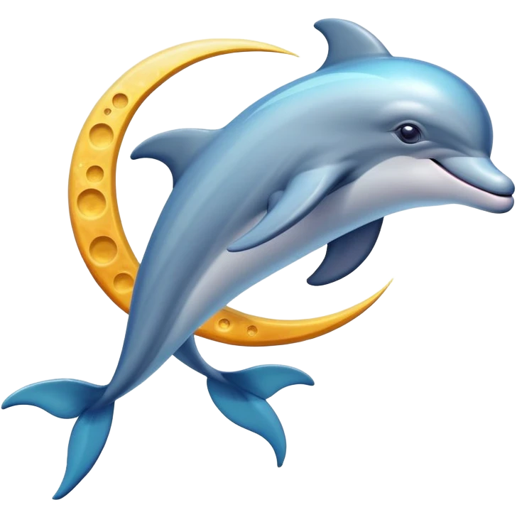 Dolphin dancing on the moon emoji