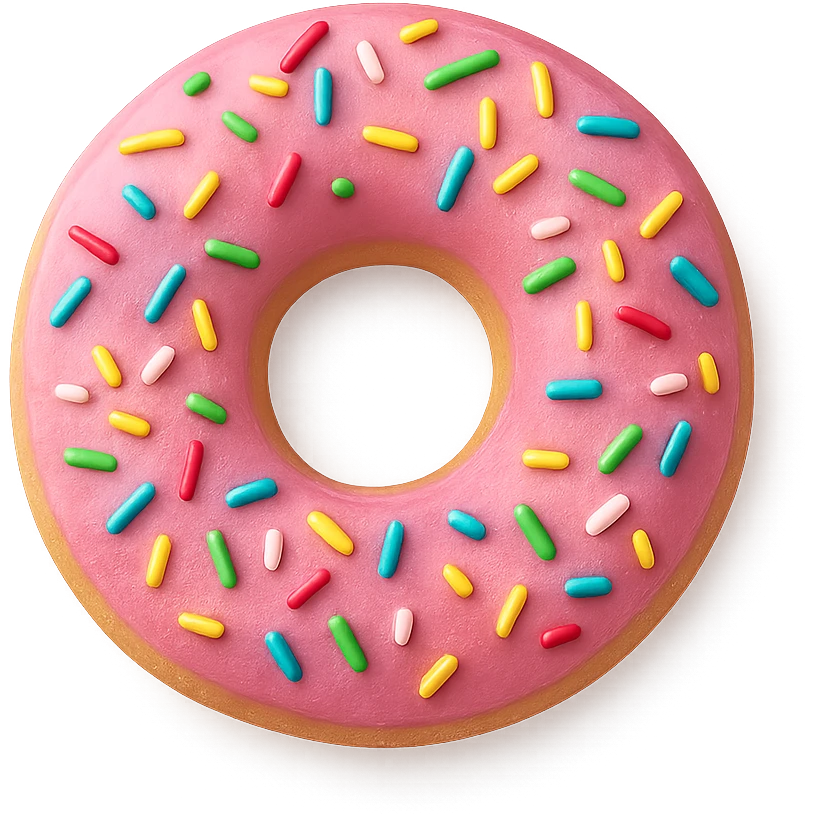 pink donut with sprinkles emoji