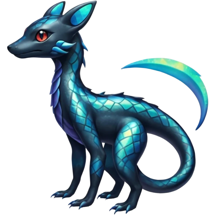 Scaley Exotic Salandit-Aurorus-Umbreon-Fakémon-hybrid-creature (full body)  emoji