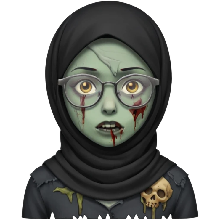 Black hijab zombie girl with glasses emoji