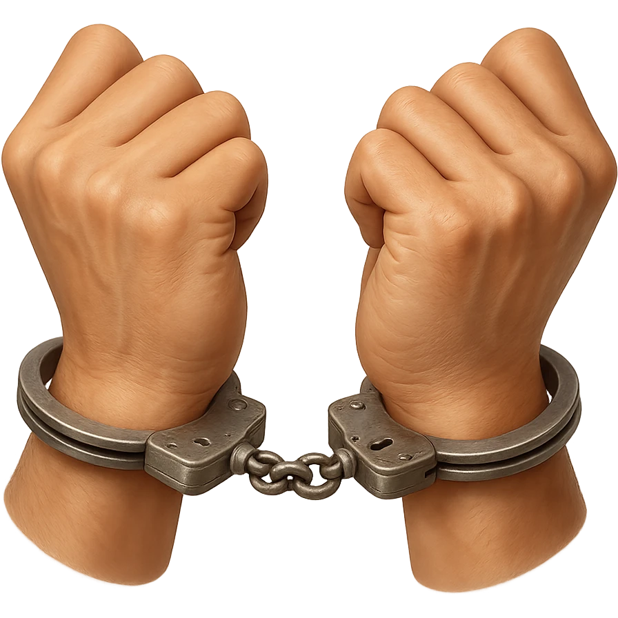 realistic hands with handcuffs emoji emoji