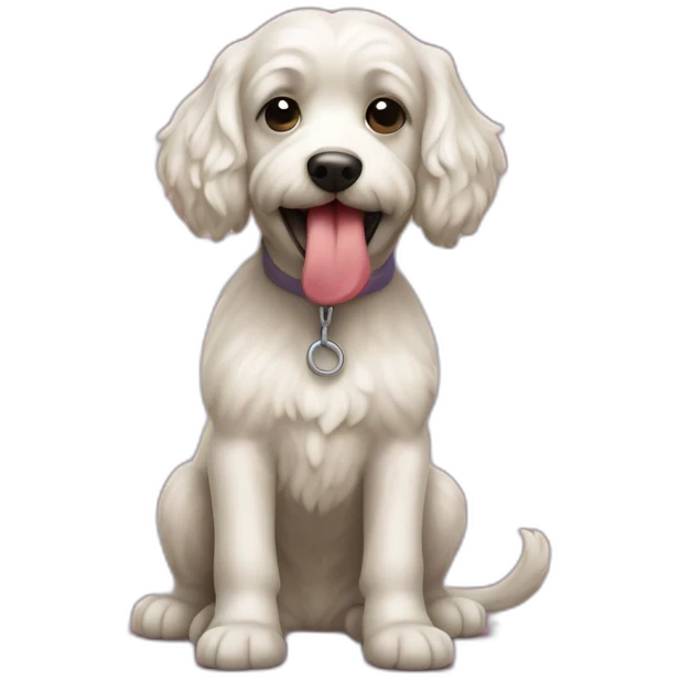 Un caniche qui mange un concombre emoji