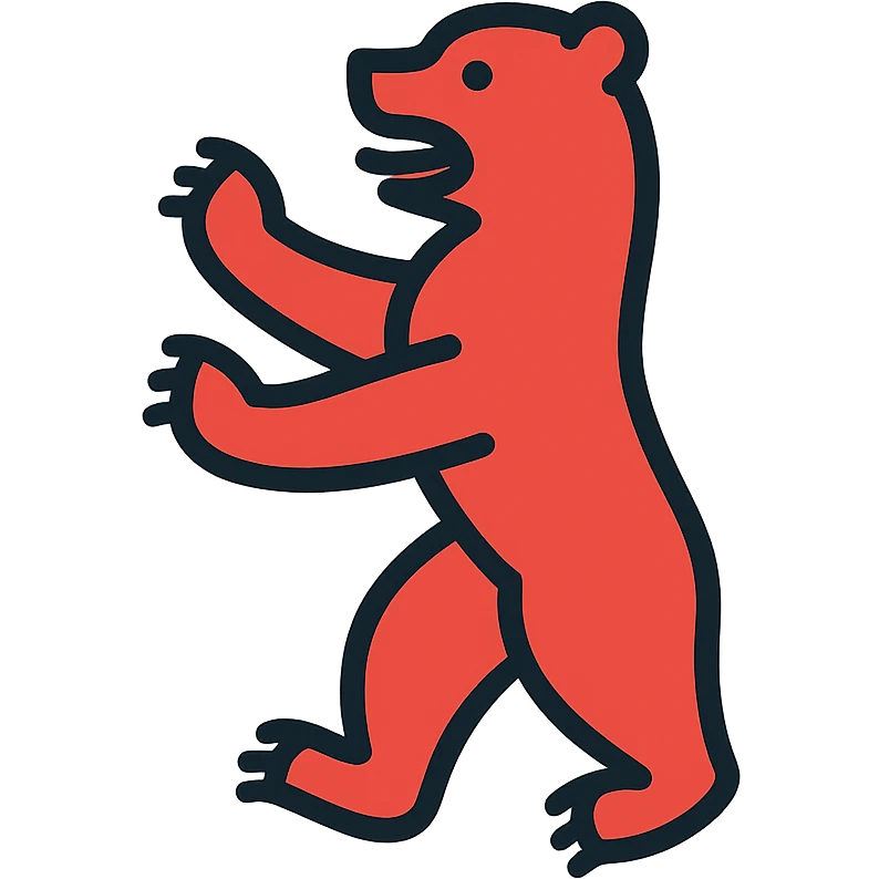 icon of Berlin with a stylized Berlin Bear, bold lines, flat colors, no text, suitable for mobile app icon emoji