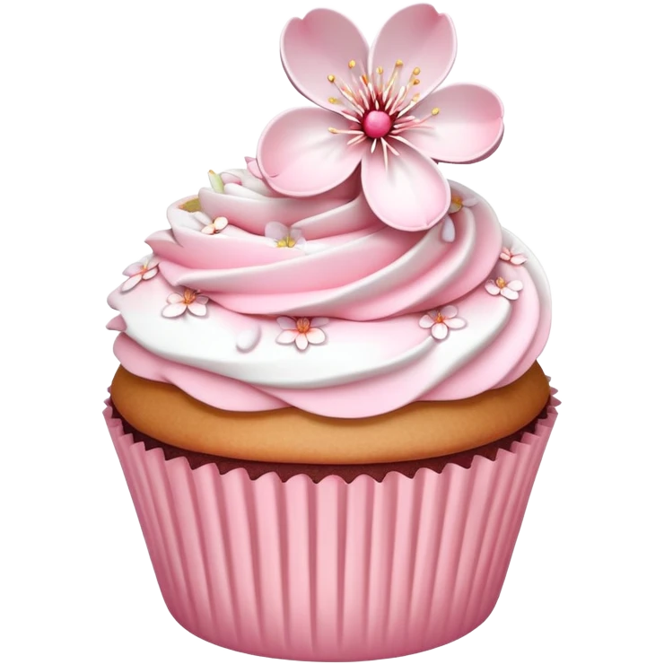 Cute Pastel pink and white Cherry Blossom Sakura Cupcake emoji