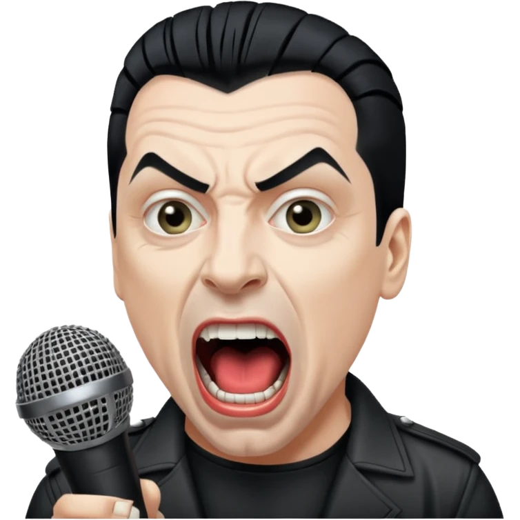 till lindemann, metal musician, screaming with mirophone emoji