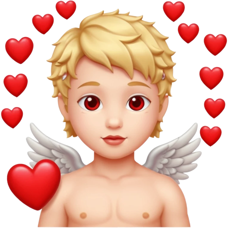 Cupido rodeado de corazones  emoji