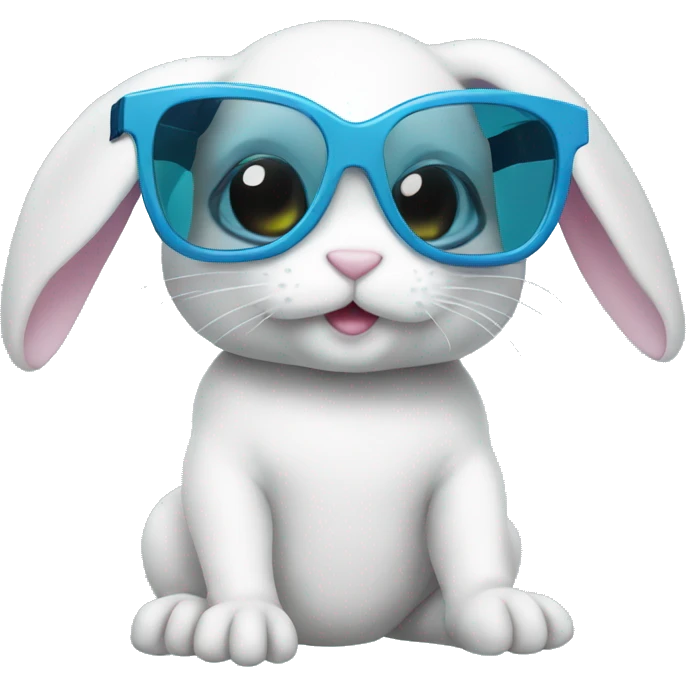 swimming baby rabbit with swimming glasses  emoji