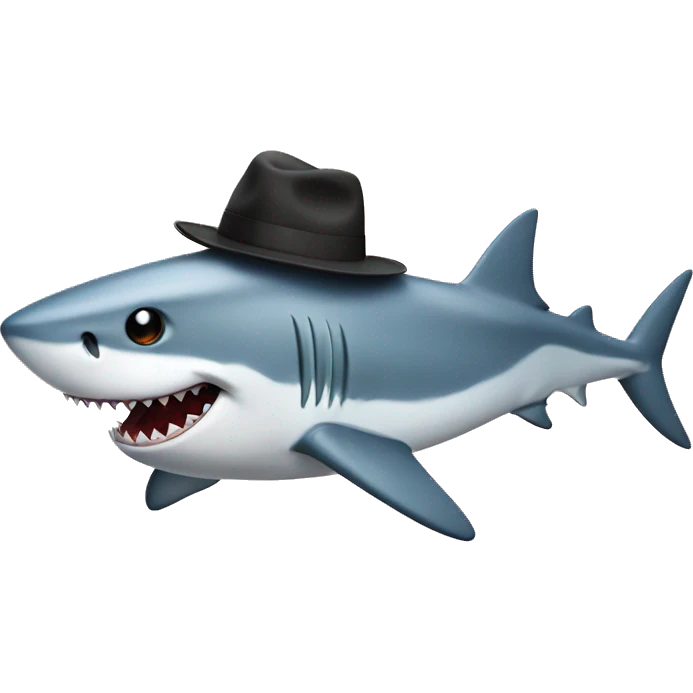Shark wearing a fedora emoji