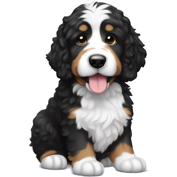 Black and white bernedoodle emoji