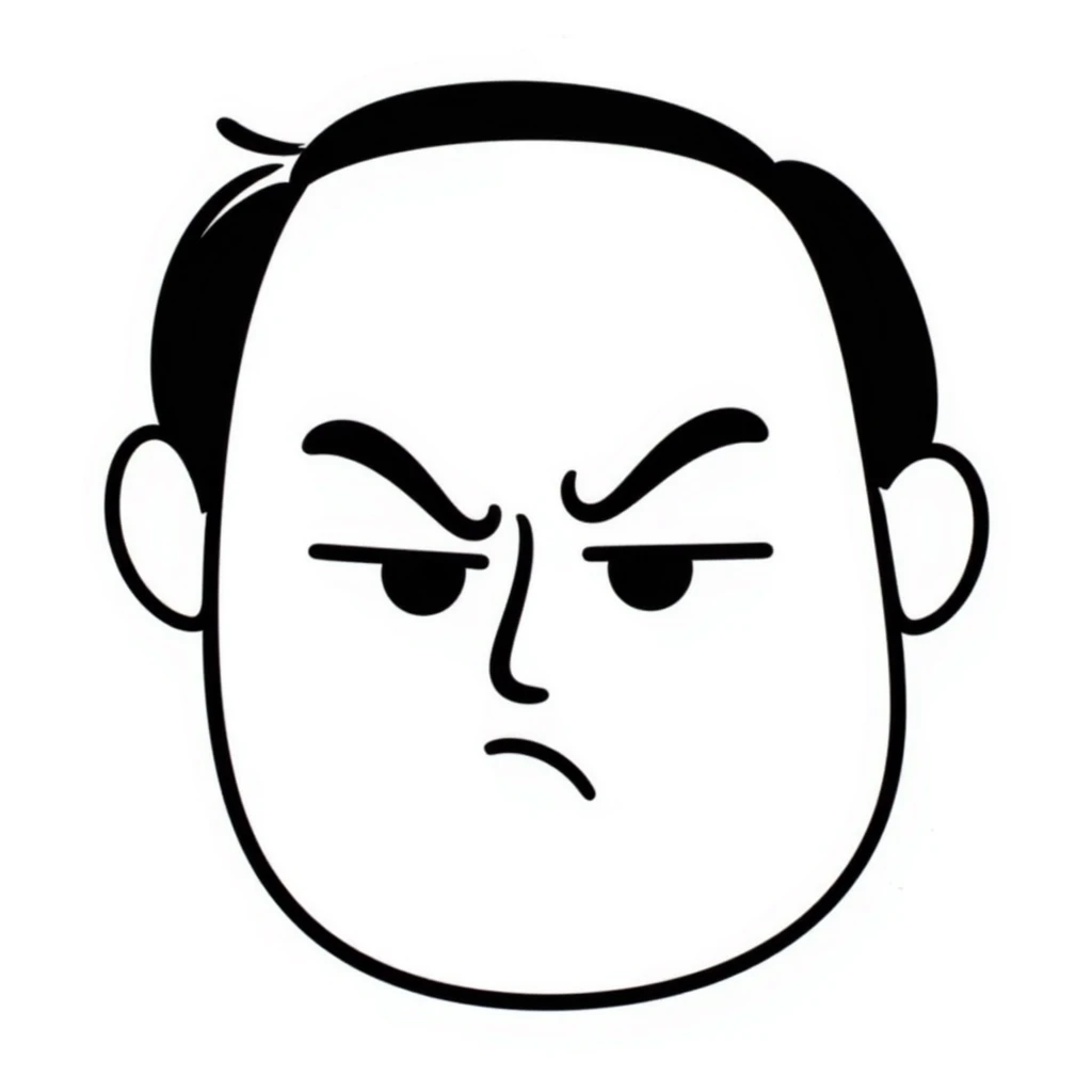 hand-drawn suspicious face emoji