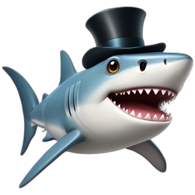 Shark with a top hat emoji