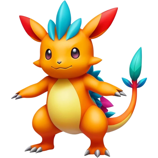 Colorful Colors Vibrant Colors Flying Fakémon-Pokémon-Creature Full Body emoji
