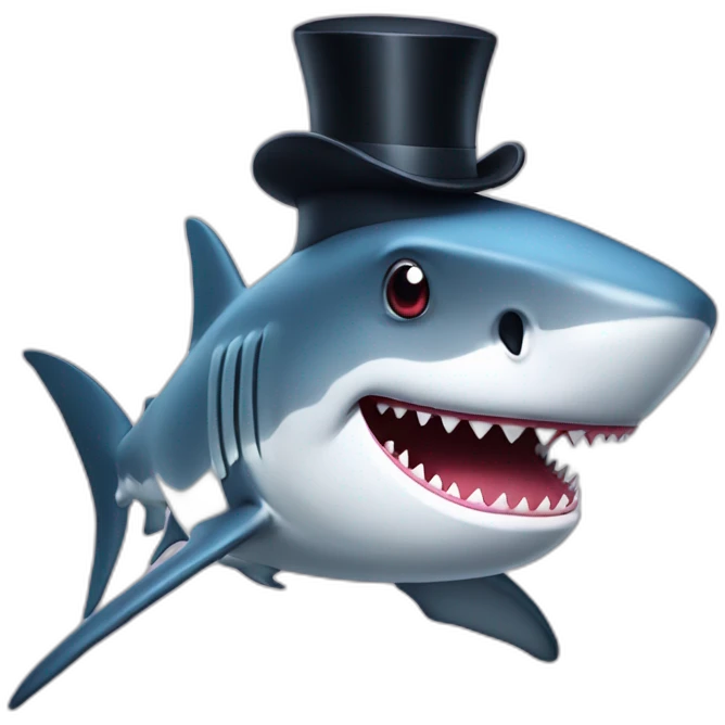 Shark with a top hat emoji