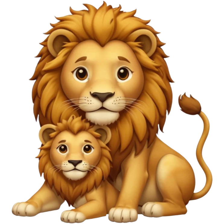 A lion with his cub. emoji