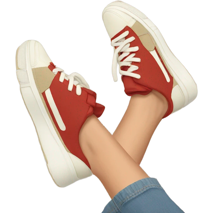 red and beige sneakers on feet emoji