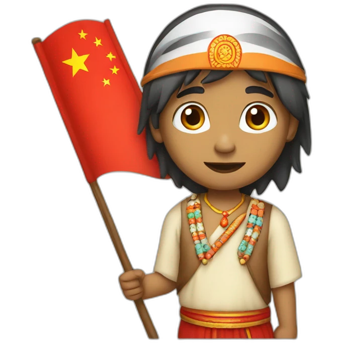 an Indian with the flag of China emoji