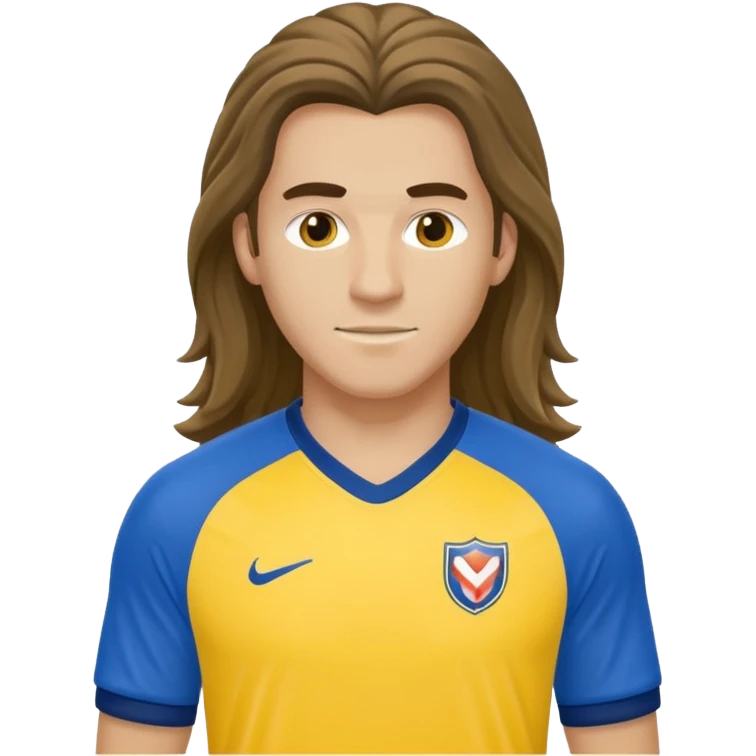 long haired soccer player blue yellow jersey emoji