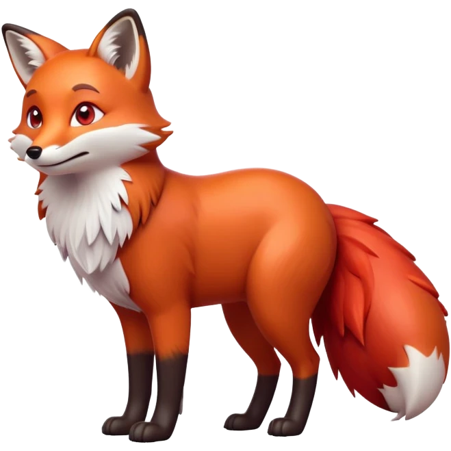 cinematic-noble [fox]-realistic-full-body-standing on all fours-emoji,-tail-tucked-close,-head-tilted-dramatically,-fox-[red]-fur,-simplified-yet-realistic-focused-features,-highly-detailed,-glowing-with-an-almost-sarcastic-glow  expressive eyes emoji