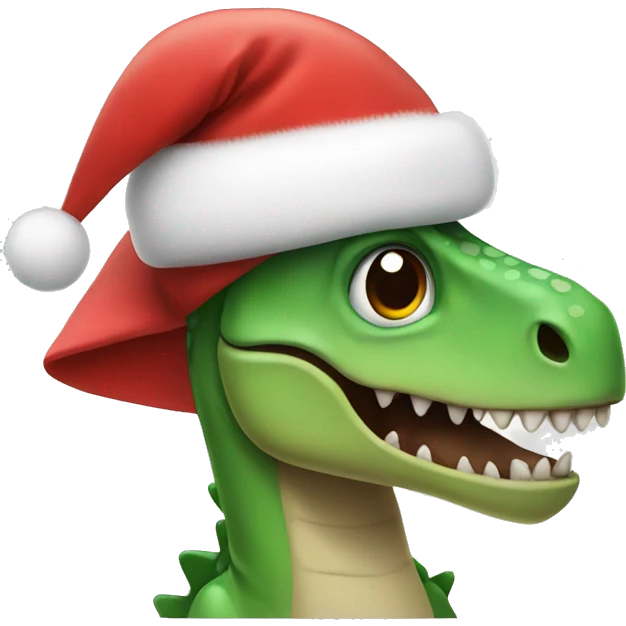 Dinosaur with a Christmas hat and a Christmas tutu emoji