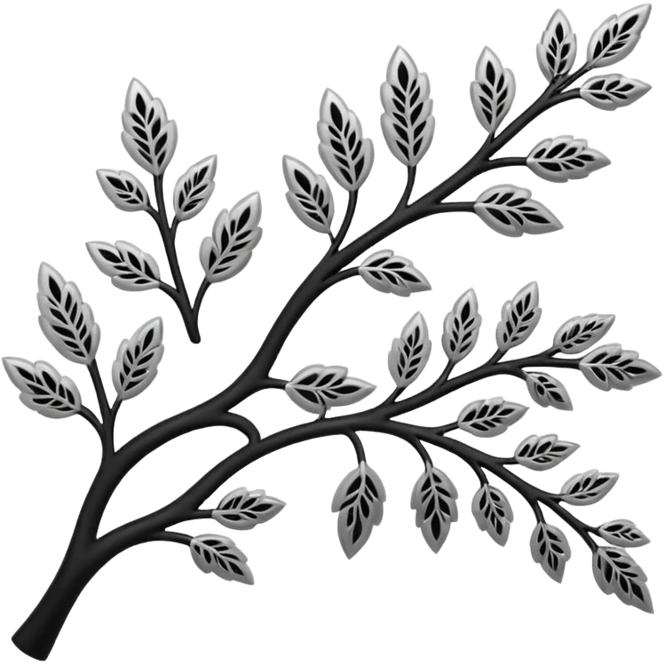 Black and silver filigree branch, 3D, extremely detailed design emoji