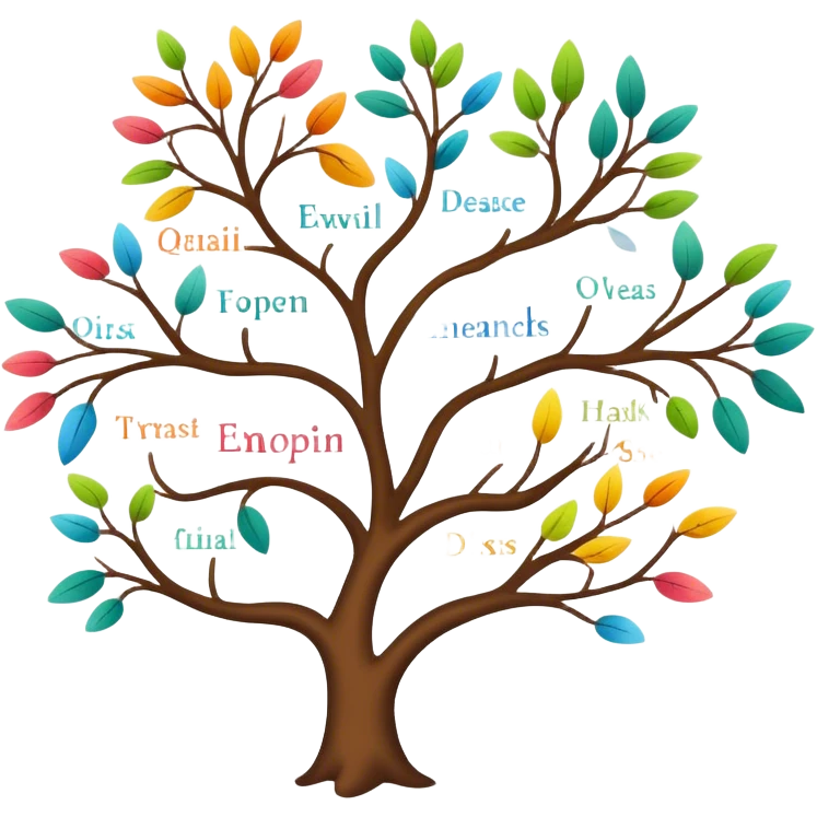 a mind map breaking one task down to three smaller subtasks  emoji