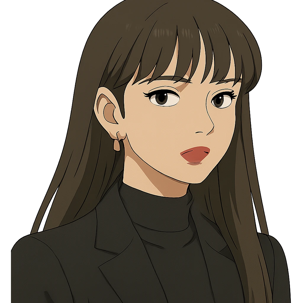 close-up portrait of Lisa from Blackpink, cool and elegant emoji
