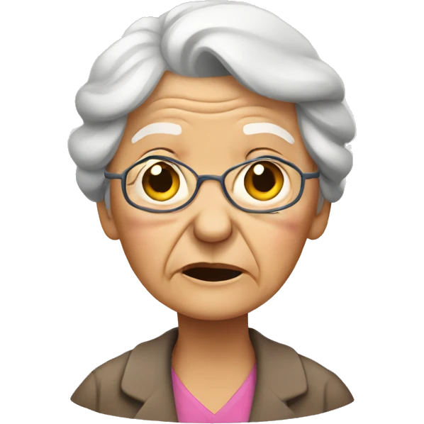 Old lady super tired emoji