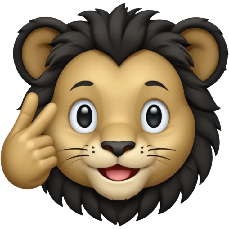 A cute black lion emoji in WhatsApp style, smiling and facing forward, making an OK hand gesture with his right hand and winking one eye. Flat design, soft gradients, rounded shapes, friendly expression, high contrast, clean vector look, centered on a transparent background. emoji