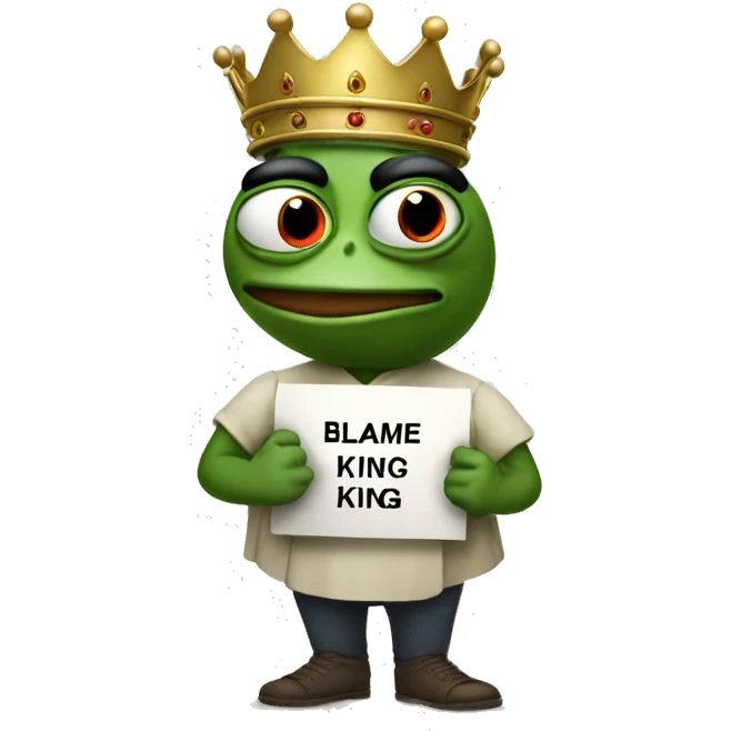 pepe holding Sign that reads Blame King emoji